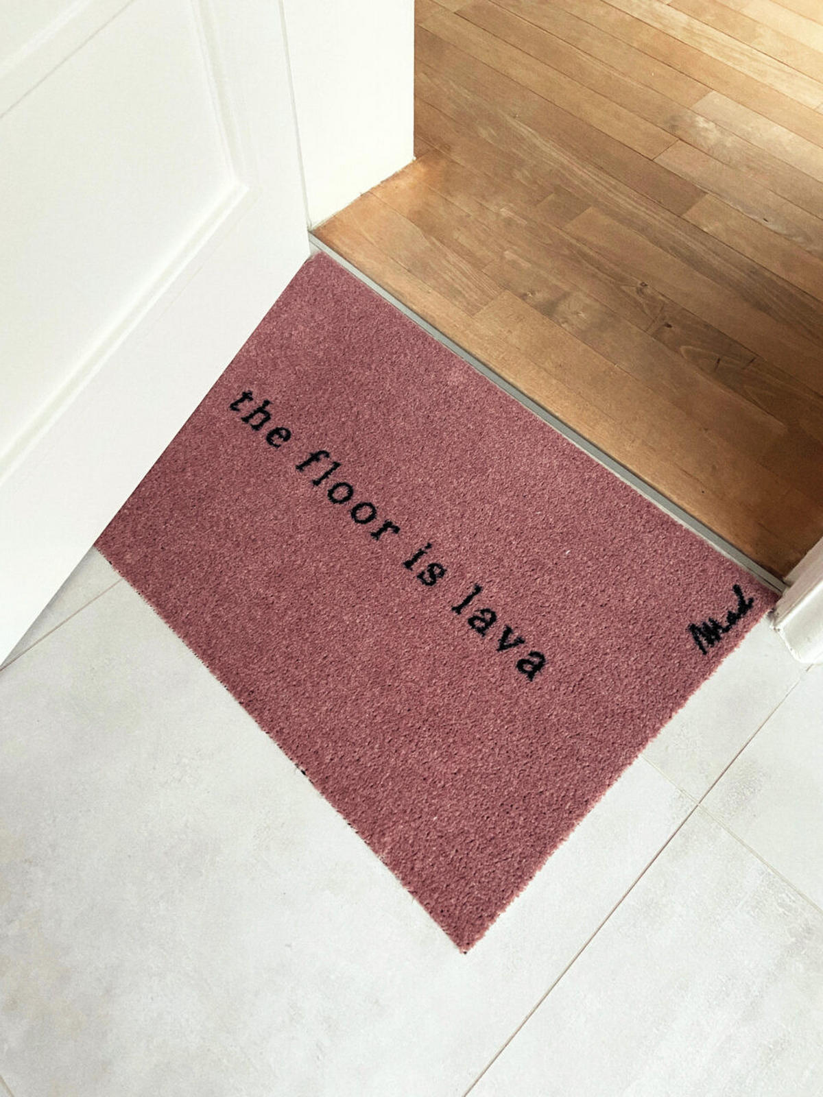 OUTDOOR FUßMATTE "Abby" mit Spruch "the floor is lava" Pink 50 x 75 cm - Pink/Schwarz, Kunststoff/Textil (50/75cm) - MAD ABOUT MATS