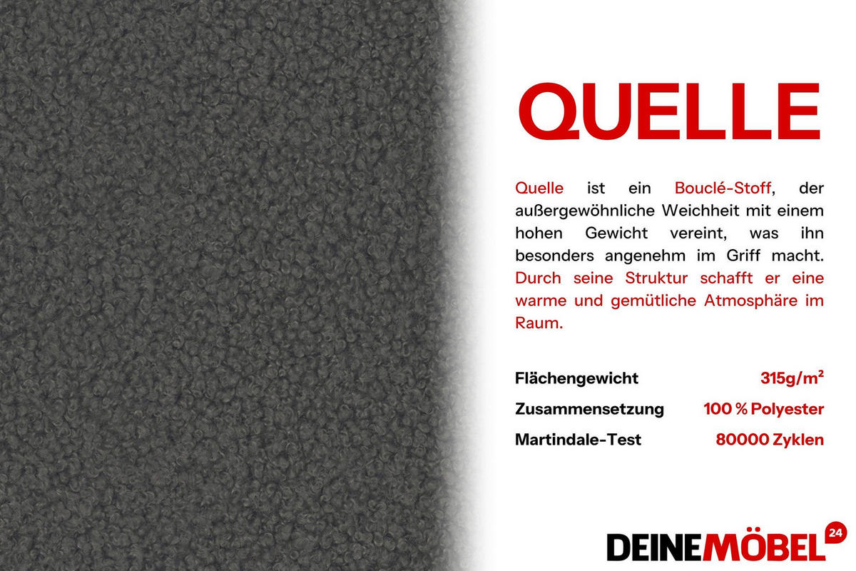 POLSTERBETT ROSSO 120/200 cm in Boucle Grau - Grau, Holz/Holzwerkstoff (120/200cm) - Deine Möbel 24