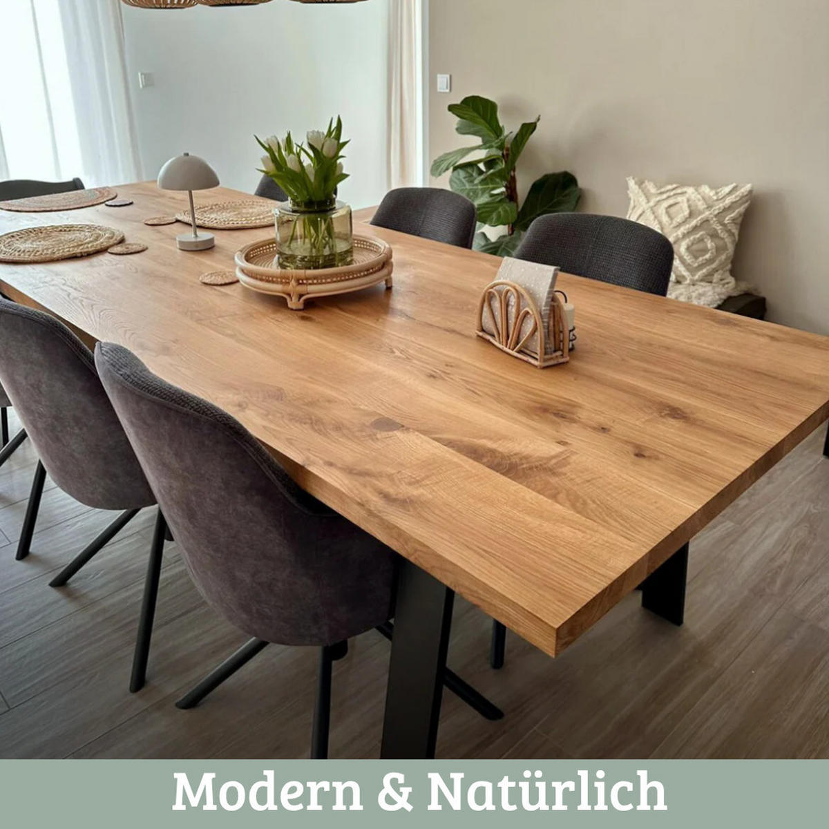 MASSIVHOLZPLATTE Eiche ERIK 200x100 cm Tischplatte rechteckig - Braun, Holz (200/100/4cm) - DELUKE