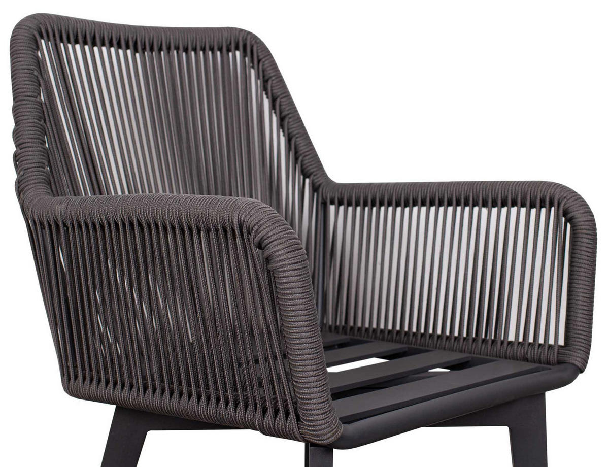 DININGSESSEL Marbella Rope mit Kissen uni grey - Grau, Metall (63/78/58cm) - Mr. Deko
