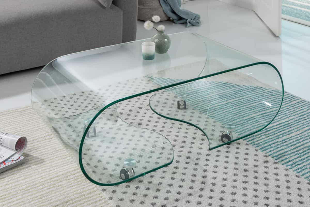 COUCHTISCH FANTOME Sicherheitsglas rechteckig Transparent 90cm - Transparent/Schwarz, Glas (50/90/40cm) - riess-ambiente