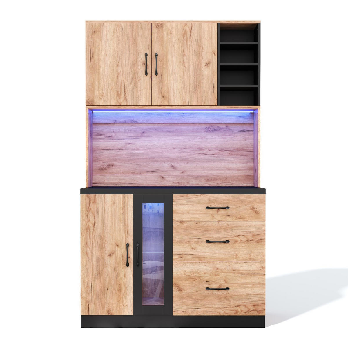 BUFFET 105/40/180 cm neutral aus MDF mit LED und Steckdose - Naturfarben, Holzwerkstoff (105/180/40cm) - OKWISH