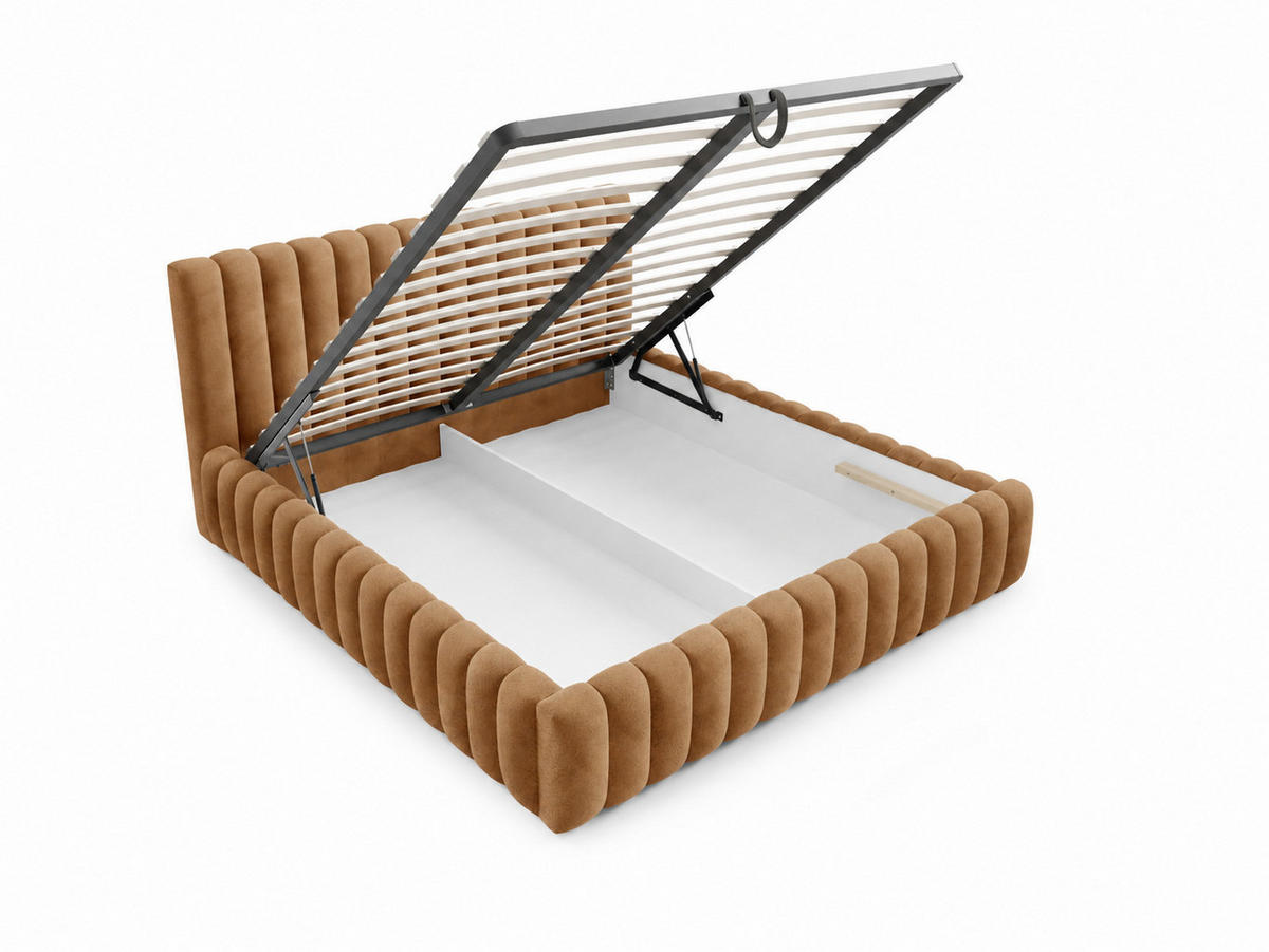POLSTERBETT mit Stauraum Bouclé 200x200 cm in Rost - Orange, Textil (200/200cm) - Home Collective