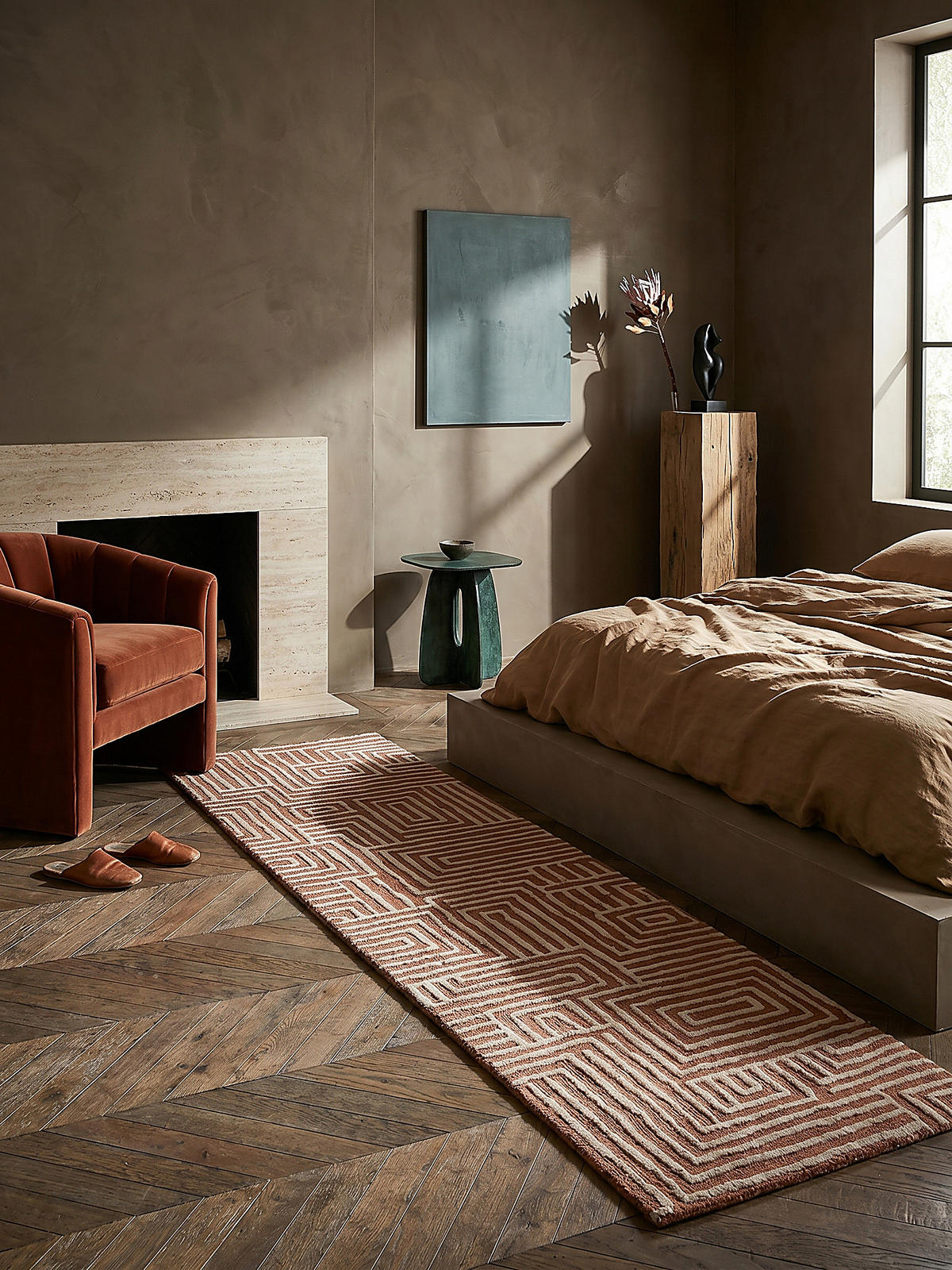 TEPPICH ARLEN, geometrisch, Terrakotta, 80 x 300 cm - Orange, Textil (80/300cm) - KADIMA DESIGN