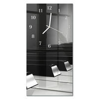 WANDUHR 30x60 cm - Abstraktion - Grau, Glas (30/60/0.4cm) - TULUP