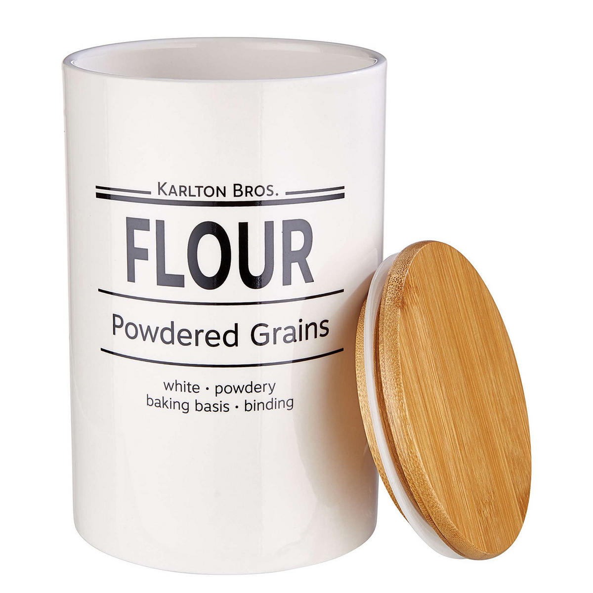 VORRATSDOSE Karlton Bros. - Weiß, Keramik/Holz (11/18/11cm) - Butlers