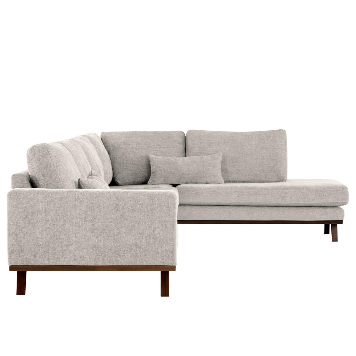 ECKSOFA mit Ottomane - Buchefarben/Grau, Buchenholz/Textil (287/219cm) - home24