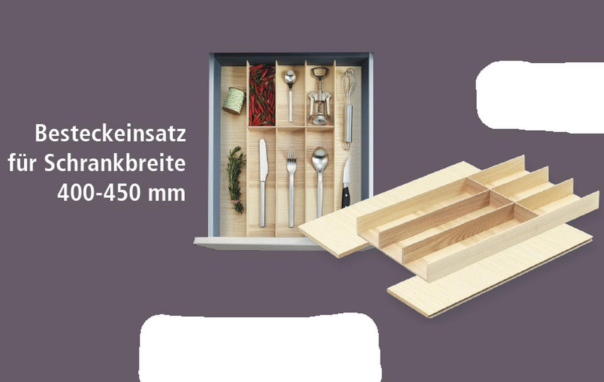 BESTECKEINSATZ FineLine Schublade 40-45cm Eiche hell flexibel anpassbar - Eichefarben, Holz (26/4.3/47.2cm)