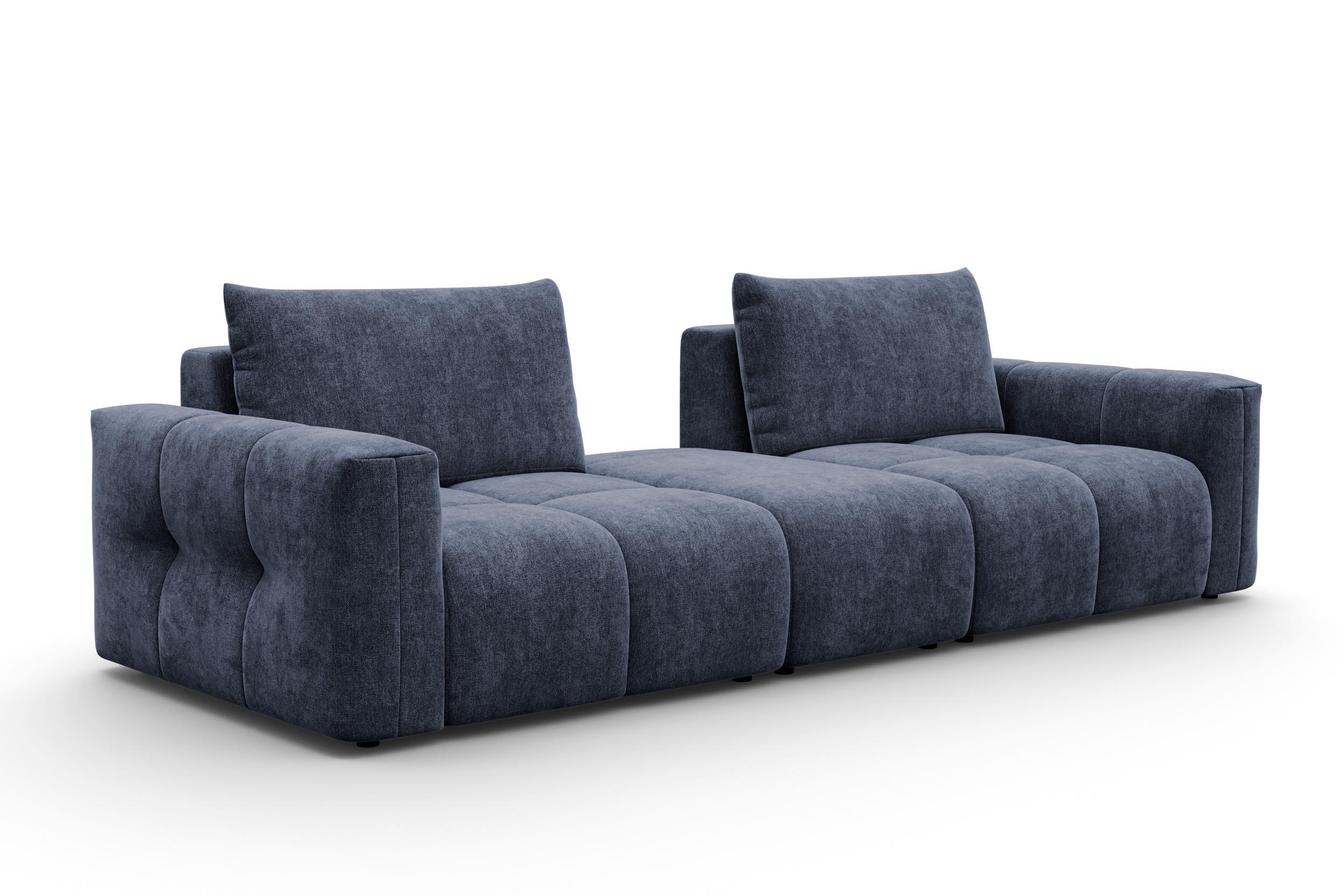 SOFA VERONA 4-Sitzer, Marineblau - Blau/Schwarz, Holz/Textil (282/83/110cm) - Courtois Laville