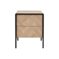 NACHTTISCH - 40 cm x 40 cm - Holz, Platte - Schwarz, Naturfarben Hell - TUMACO - Schwarz/Naturfarben, Holz (40/50/40cm) - Vente-Unique