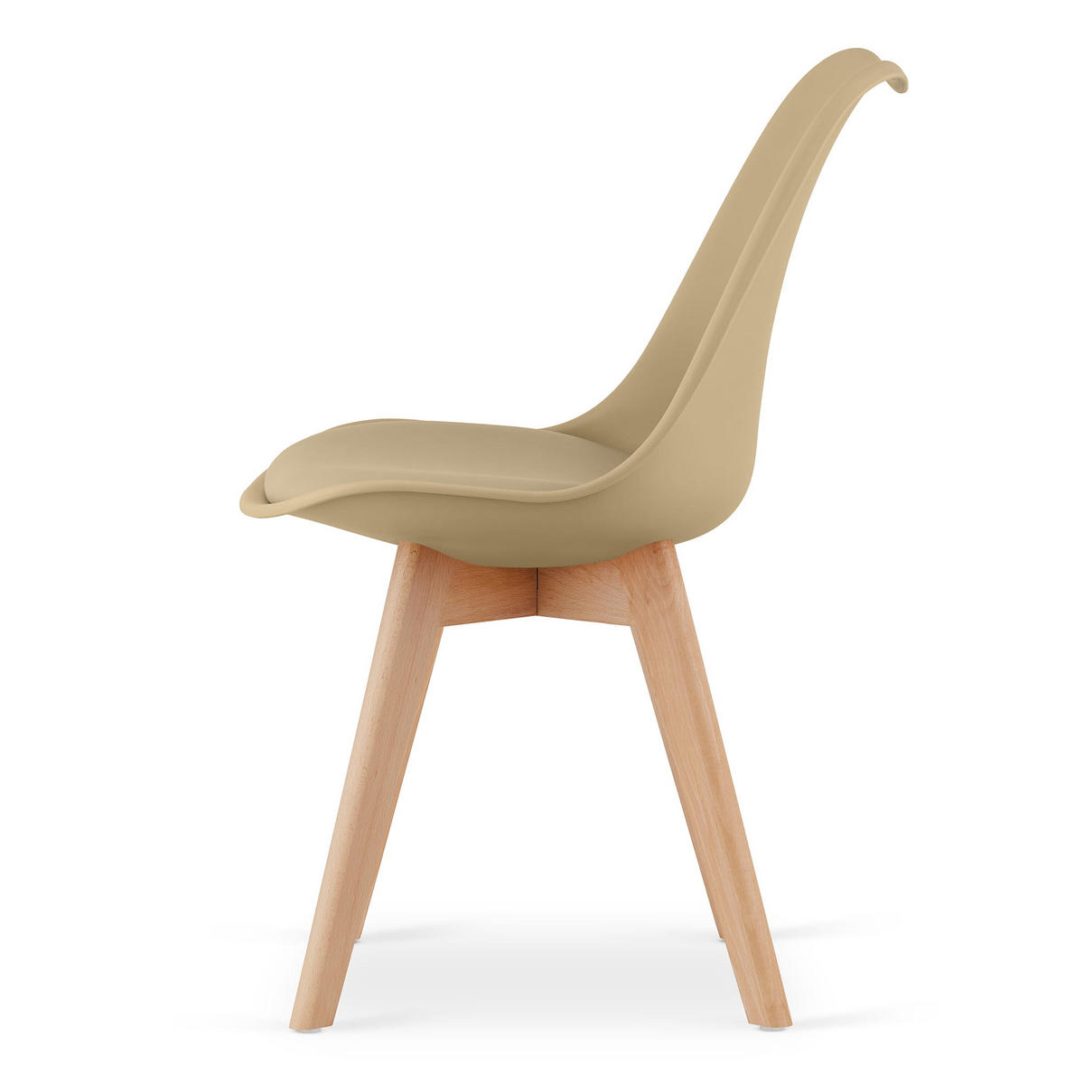 ESSZIMMERSTUHL RIKX dunkelbeiger Sitz, natürliche Beine - Beige/Naturfarben, Kunststoff (49/82/43cm) - Valora