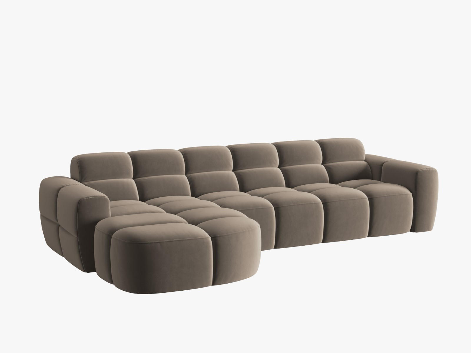 ECKSOFA links Lisa aus Samt hellbraun 4 Sitzplätze - Hellbraun, Textil (170/310cm) - Micadoni