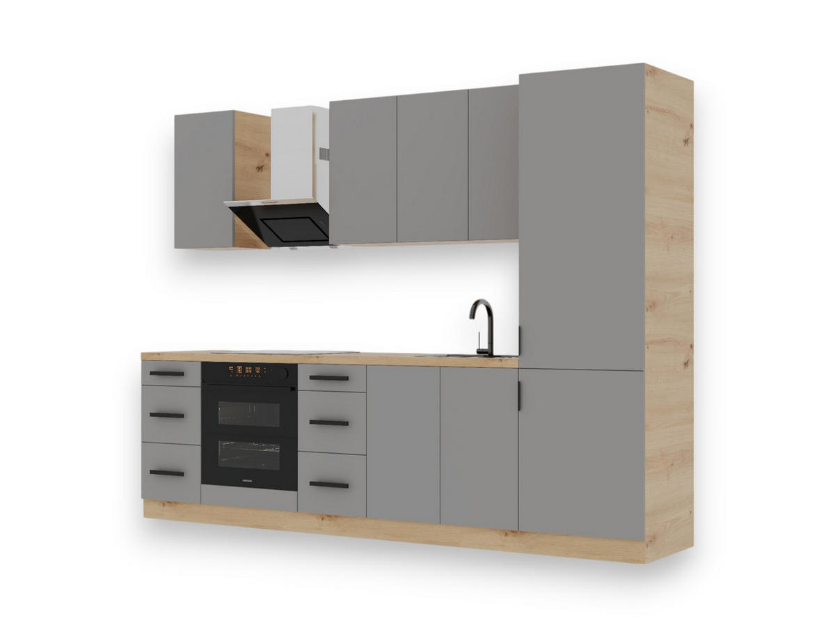 KÜCHENLEERBLOCK 280 cm - Langen K98-M280 - in Beige/Matt - Beige, Holz (280/212/60cm)