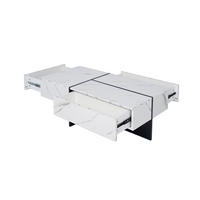 COUCHTISCH 100/50/34,5 cm in Weiß Hochglanz mit 3 Schubladen und LED-Beleuchtung - Weiß, Holzwerkstoff (100/50/34.5cm) - Flora Grace