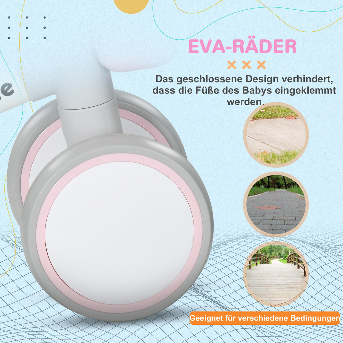 KINDER Laufrad Lauffahrrad ab 1 Jahr mit TPU-Rädern keine Schrauben Rosa+Weiß - Rosa, Metall (56/27/39cm) - AIYAPLAY
