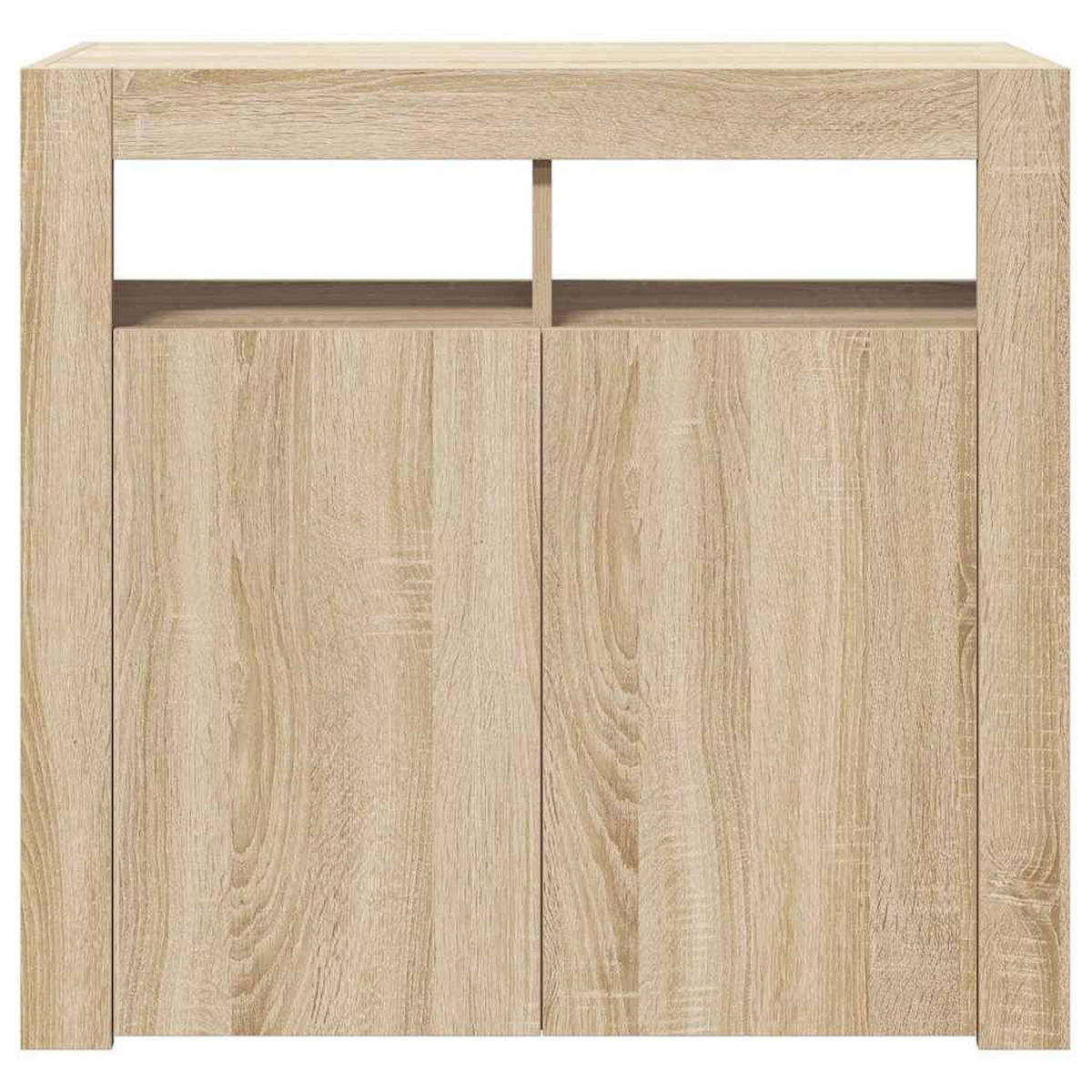 KOMMODE MIT LED-LEUCHTEN SONOMA-EICHE 80X35X75 CM - Sonoma Eiche, Holz (80/75/35cm) - vidaXL