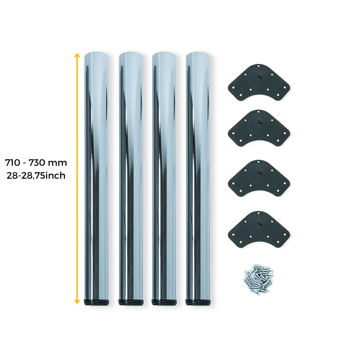 TISCHBEINE, Durchmesser 60mm, H 710mm, Stahl, Verchromt 4er-set - Chromfarben, Metall (14.2/73/14.2cm) - EMUCA