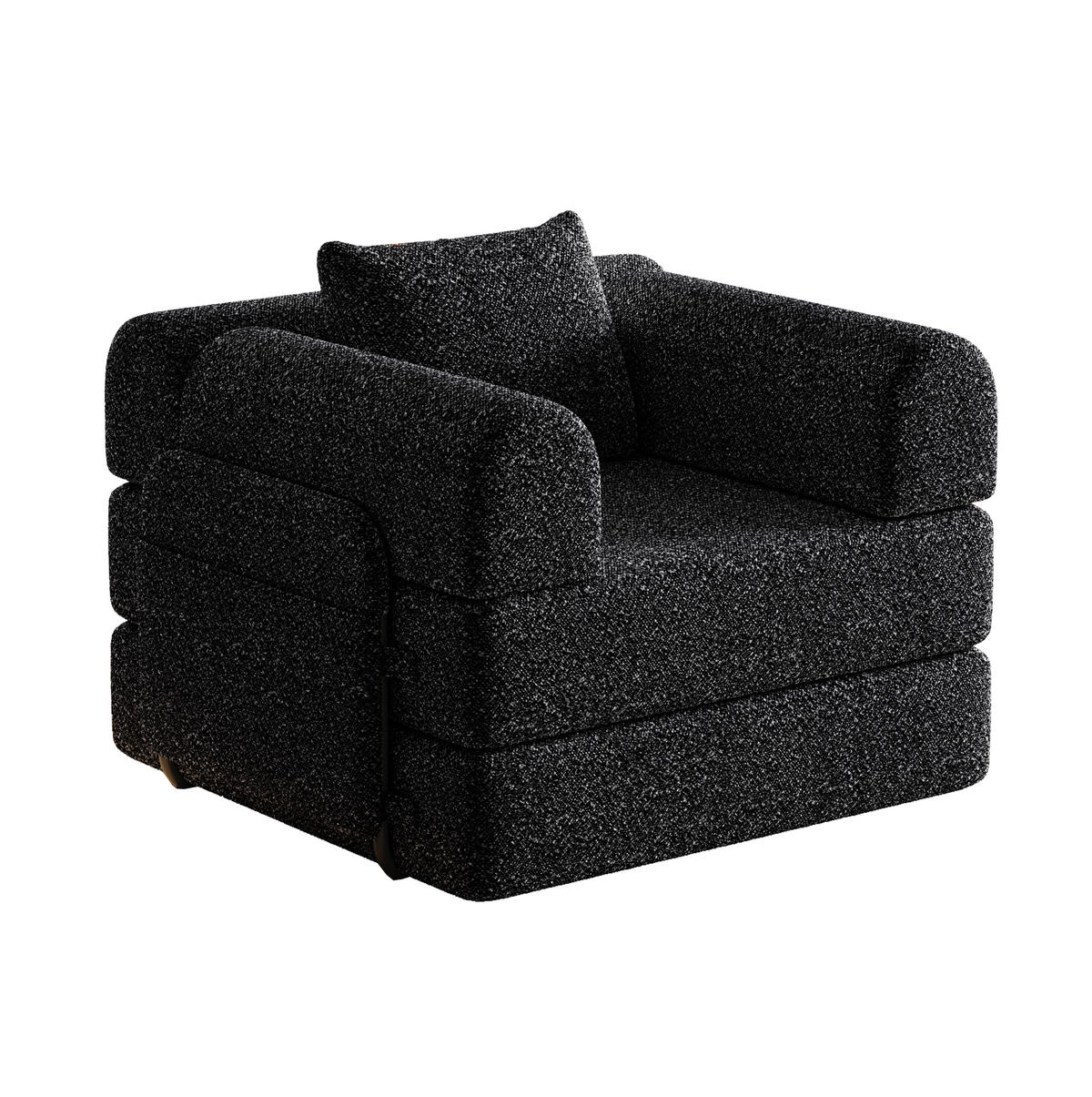 ROZKLÁDACÍ pohovka 2 v 1 černá z chenille s úložným prostorem v opěrce a ocelovým rámem - černá, textil (181.6/49.5/94cm) - OKWISH