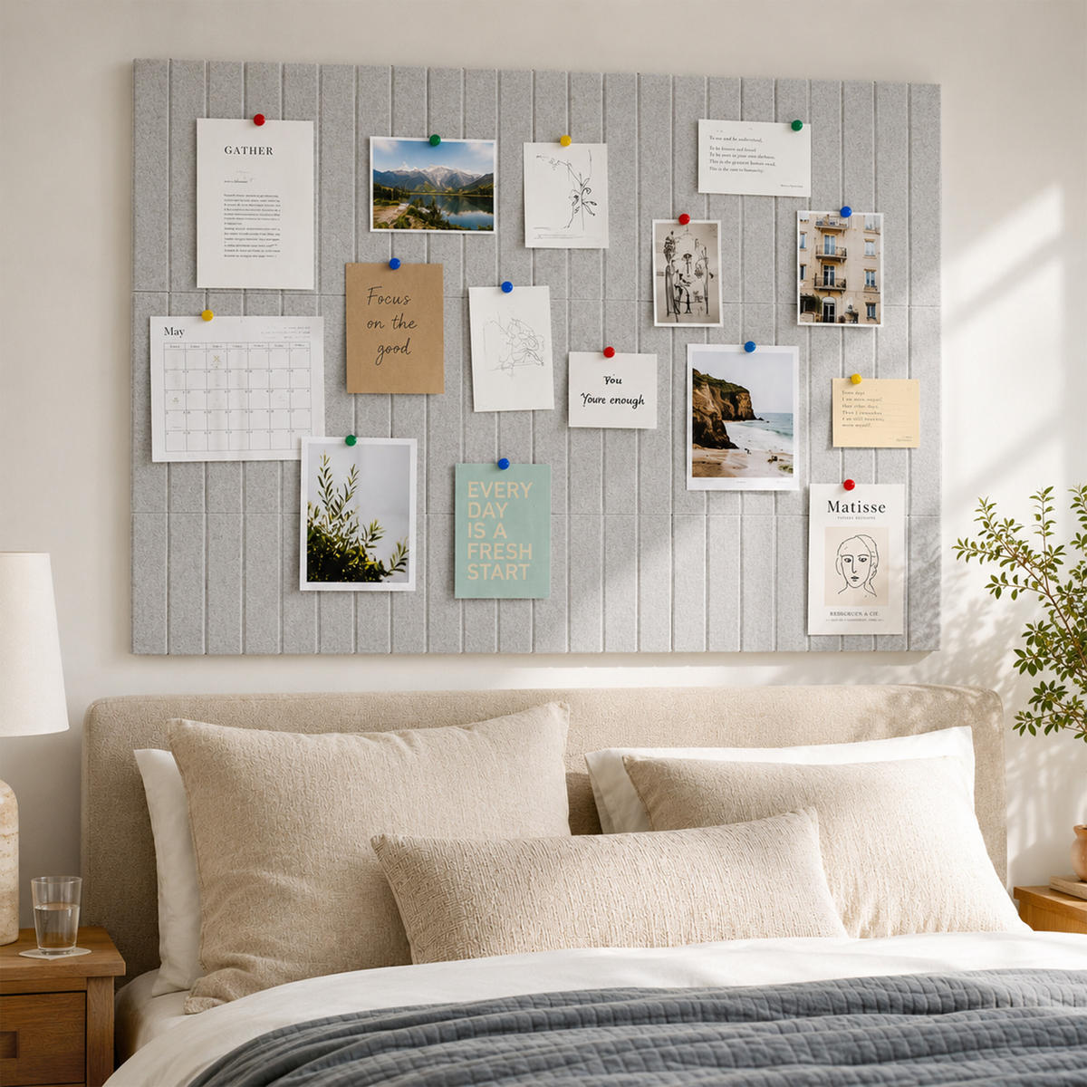 ANSLAGSTAVLA ljusgrå självhäftande 2-pack - Grå, Textil (60/0.9/40cm) - Relaxdays