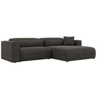 ROHOVÁ SEDAČKA PAZURRO L - Tmavosivá Samet - Vpravo - čierna/tmavosivá, textil/plast (288/180cm) - MKS