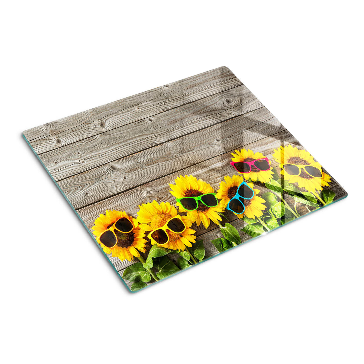 GLASPLATTE 60x52 cm Sonnenblumen - Gelb, Glas (60/0.4/52cm) - TULUP