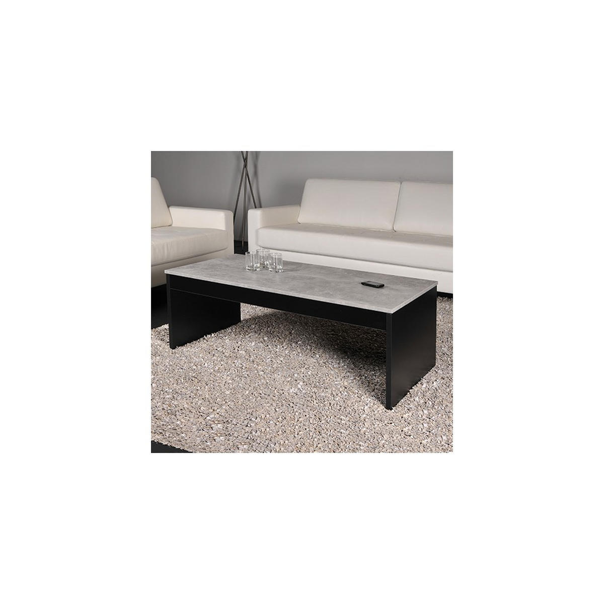 COUCHTISCH DARWIN / 120x60cm - Schwarz und Beton - Multicolor, Holzwerkstoff (60/120/43cm) - Weber Industries