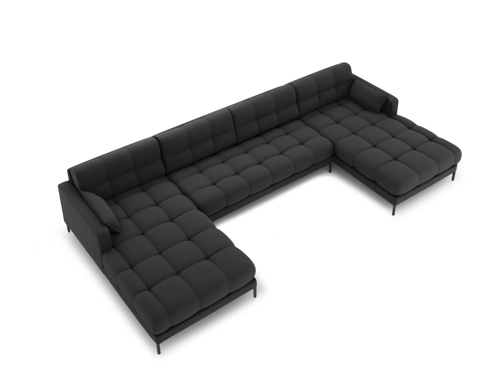 PANORAMASOFA Mamaia aus strukturiertem Stoff dunkelgrau 6 Sitzplätze - Dunkelgrau, Textil (185/75/383cm) - Micadoni