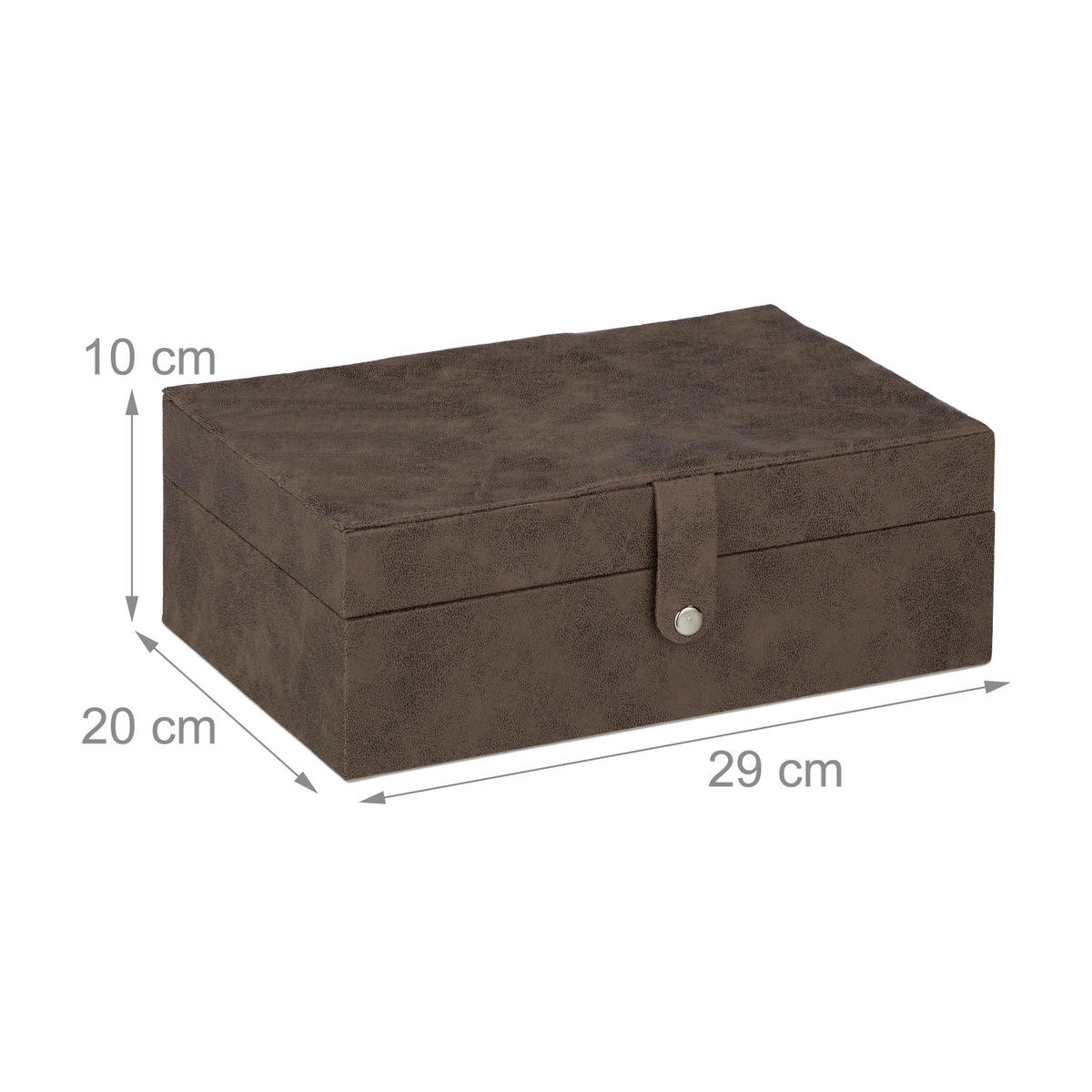 SCHMUCKKÄSTCHEN - Braun, Holzwerkstoff/Wellpappe (29/10/20cm) - Relaxdays