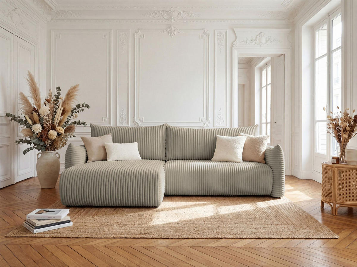 ECKSOFA Mailand Mit Schlaffunktion - Taupe, Holzwerkstoff/Textil (154/260cm) - Fun Möbel
