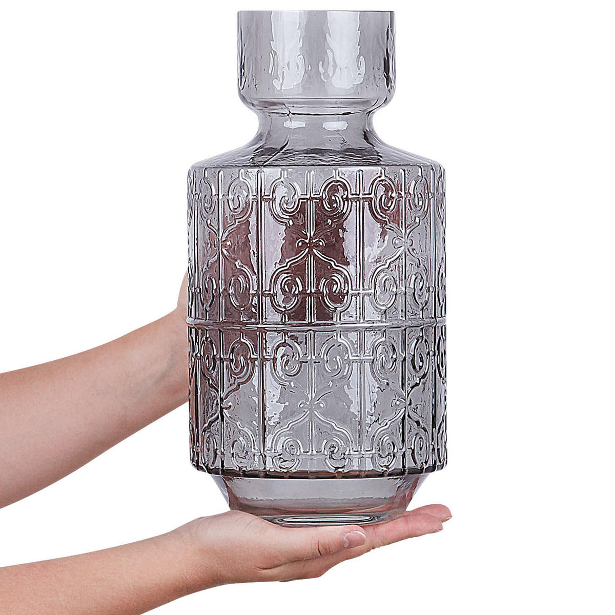 BLUMENVASE Glas grau Dikella - Grau, Glas (33cm) - Beliani