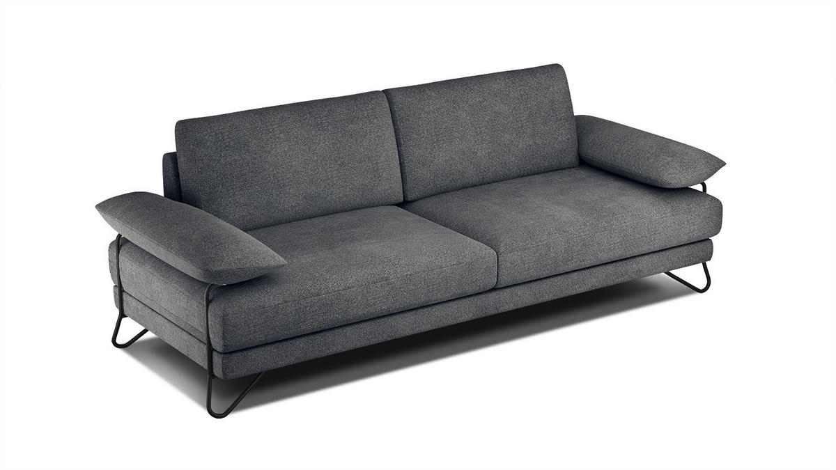 SOFA LORI 3-Sitzer, dunkelgrau - Dunkelgrau/Schwarz, Holzwerkstoff/Textil (245/87/96cm) - Courtois Laville