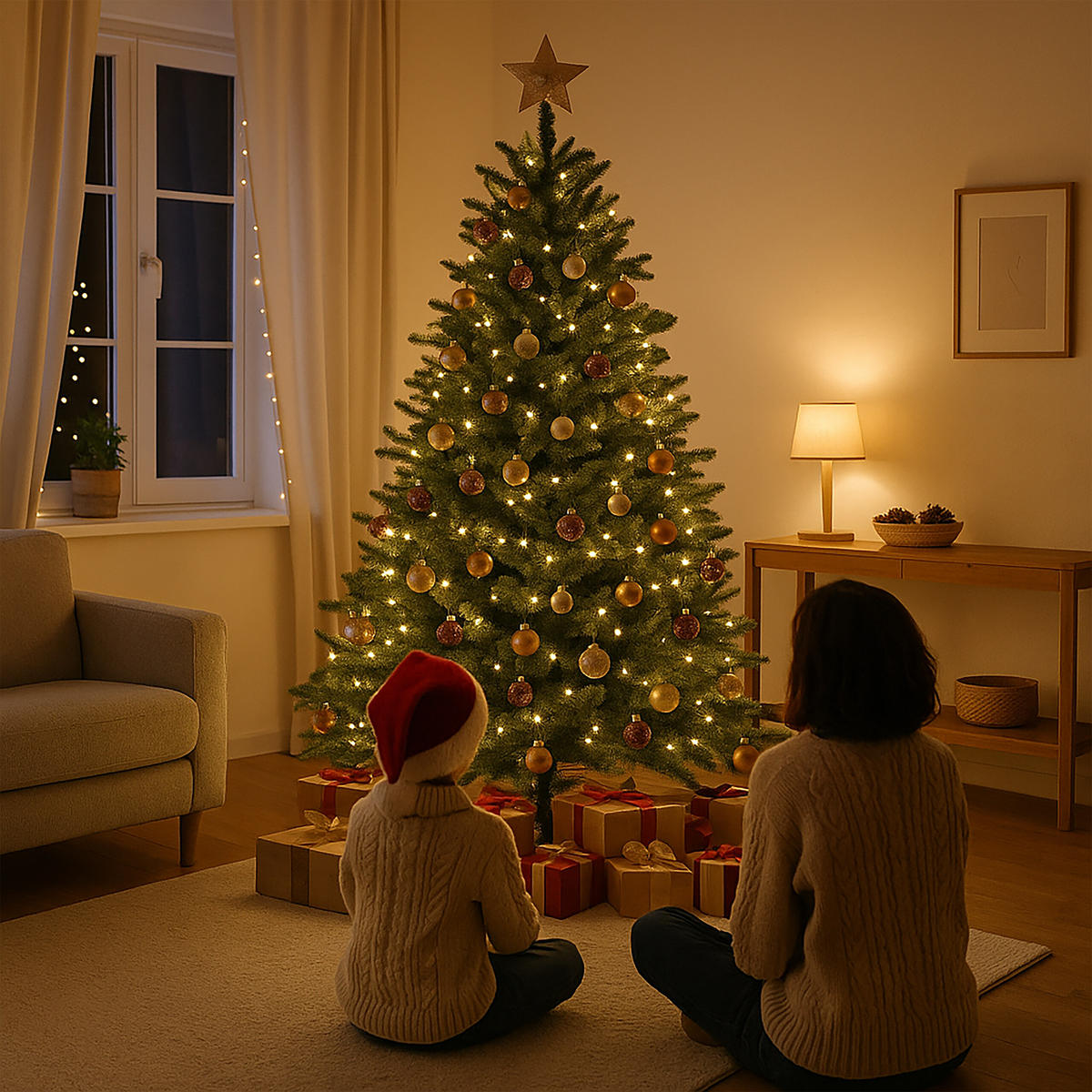 KUNST-WEIHNACHTSBAUM - Dunkelgrün, Kunststoff/Metall (210/210cm) - Relaxdays