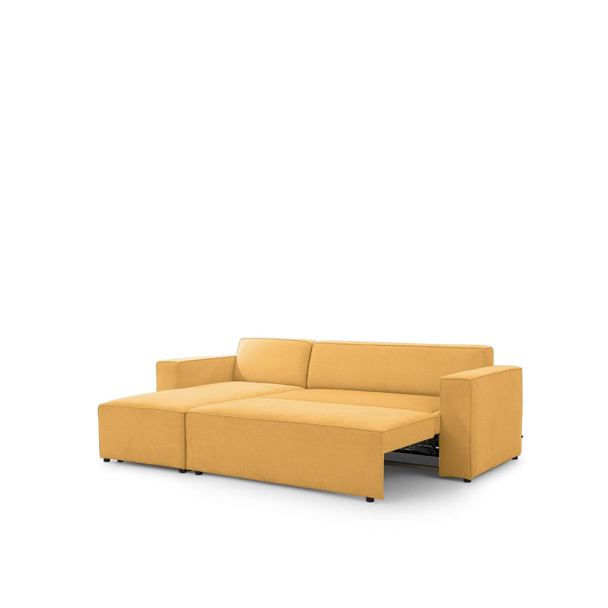 ECKSOFA Schlafsofa Waldo In Stoff Poso - Currygelb, Holzwerkstoff/Textil (260/173cm) - Fun Möbel