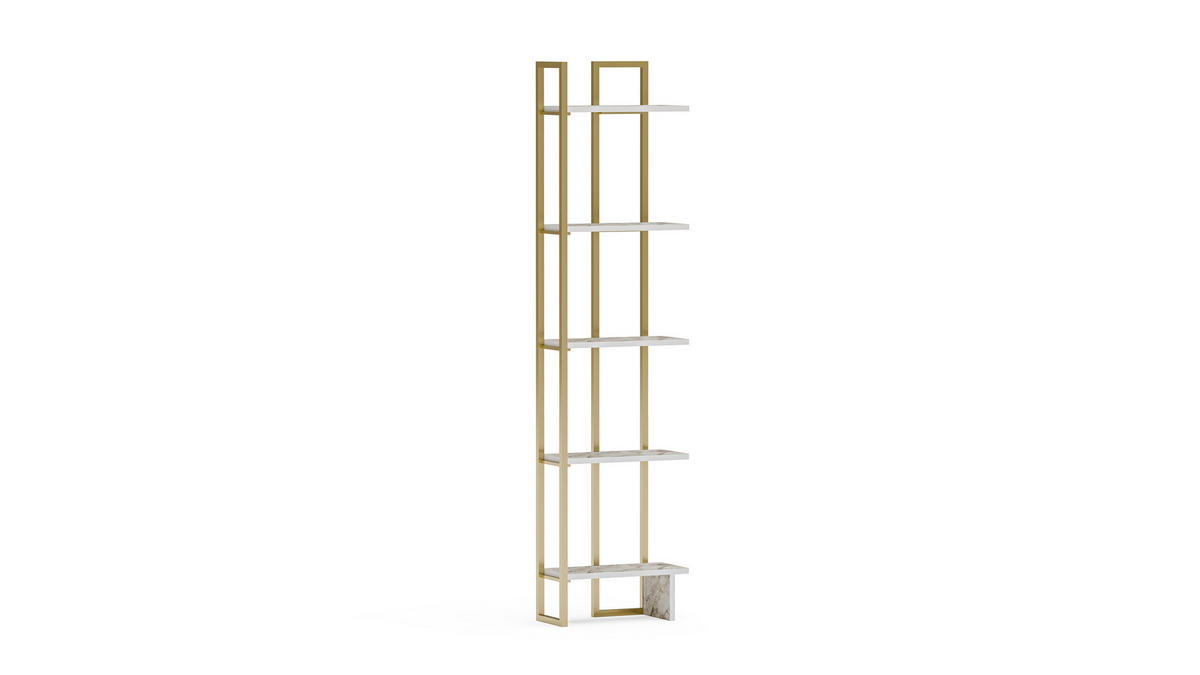 ECKREGAL Alice Weiß Gold - Goldfarben/Weiß, Holzwerkstoff/Metall (45/180/22cm) - Decorotika