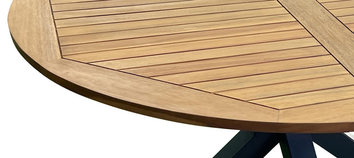 GARTENTTISCH Canterbury - rund - 130 cm - Alu anthrazit und Akazie - Grau, Holz (130/130/75cm) - TPFGarden