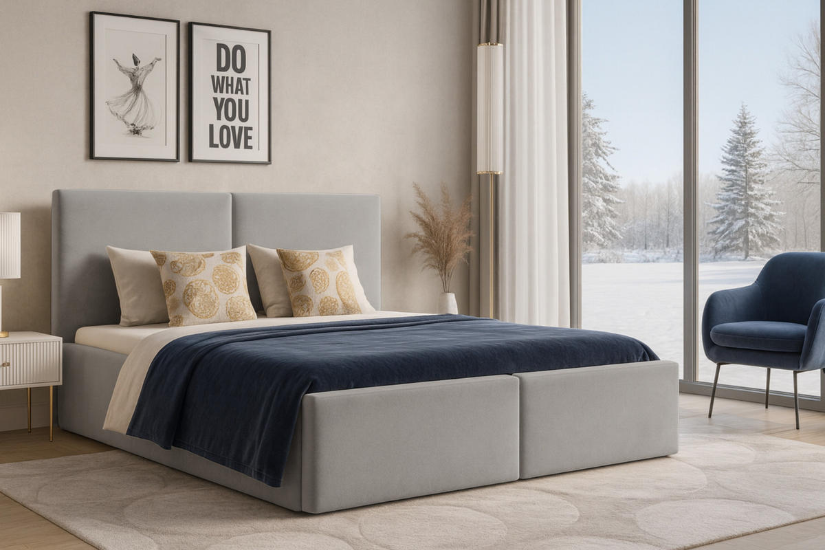 POLSTERBETT BEN 160/200 in Velours Grau - Grau, Holz/Holzwerkstoff (160/200cm) - Deine Möbel 24