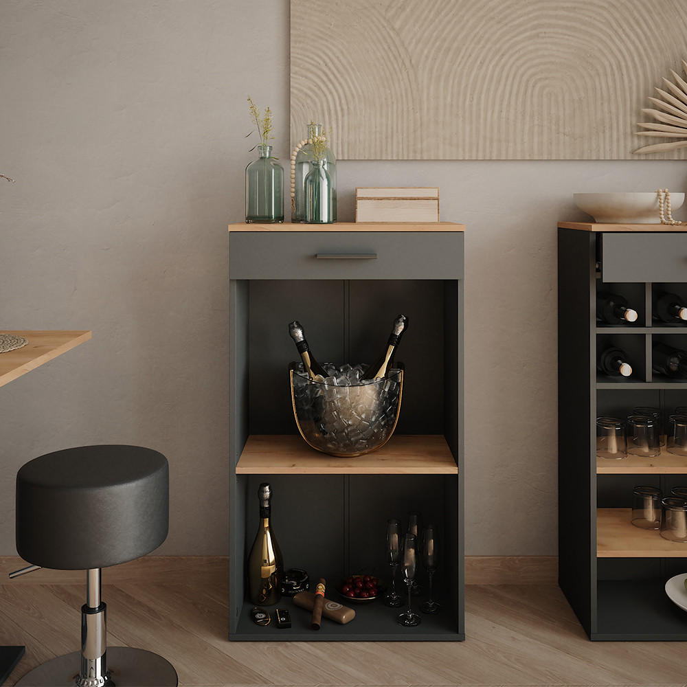 WEINREGAL Repose Goldkraft Eiche/Anthrazit 60 x 106 cm - Honigeiche/Anthrazit, Holzwerkstoff (60/106/34.5cm) - Vicco