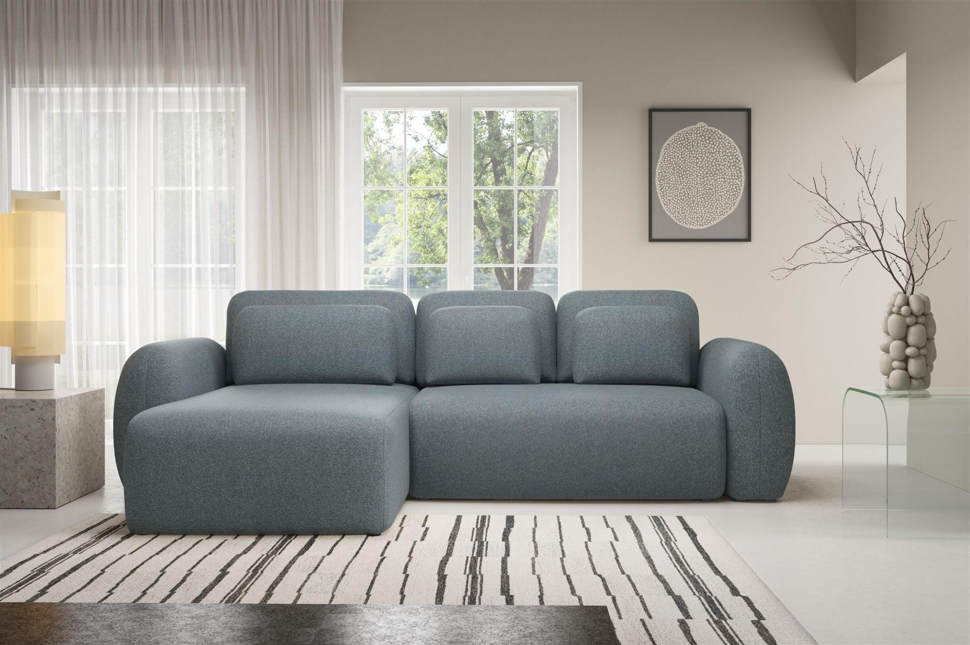 ECKSOFA Gaston Mit Schlaffunktion - Anthrazit, Holzwerkstoff/Textil (304/190cm) - Fun Möbel
