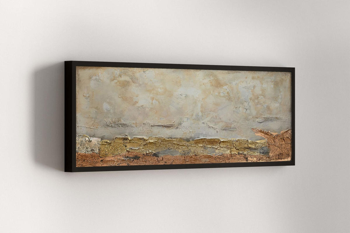 ACRYLBILD HANDGEMALT 120/40 cm - Weiß/Braun, Holz/Textil (120/40cm) - KUNSTLOFT