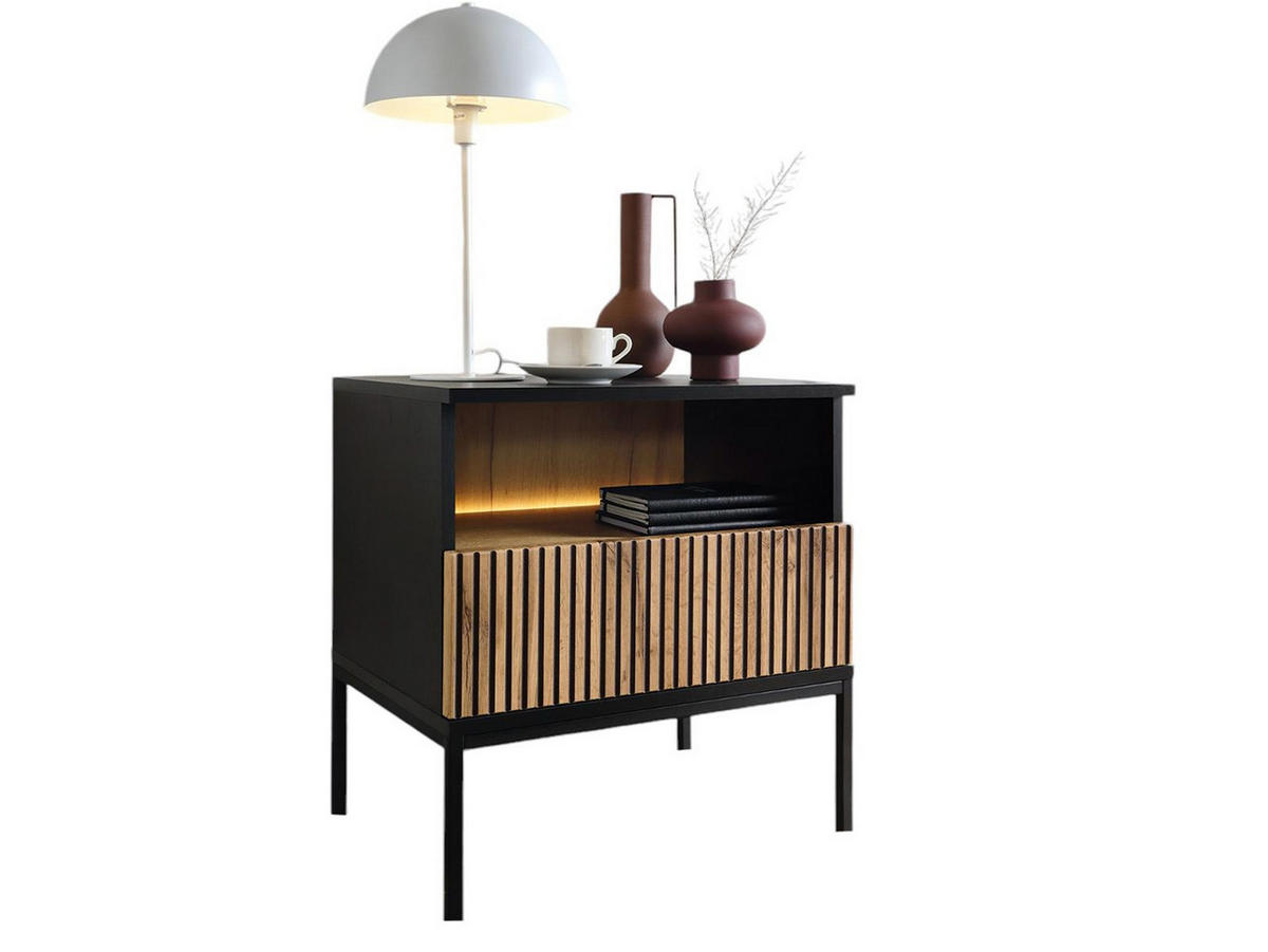 NACHTISCH mit Schublade LINO Eiche wotan - Eiche Wotan, Holzwerkstoff (54/56/39cm) - Compleo24