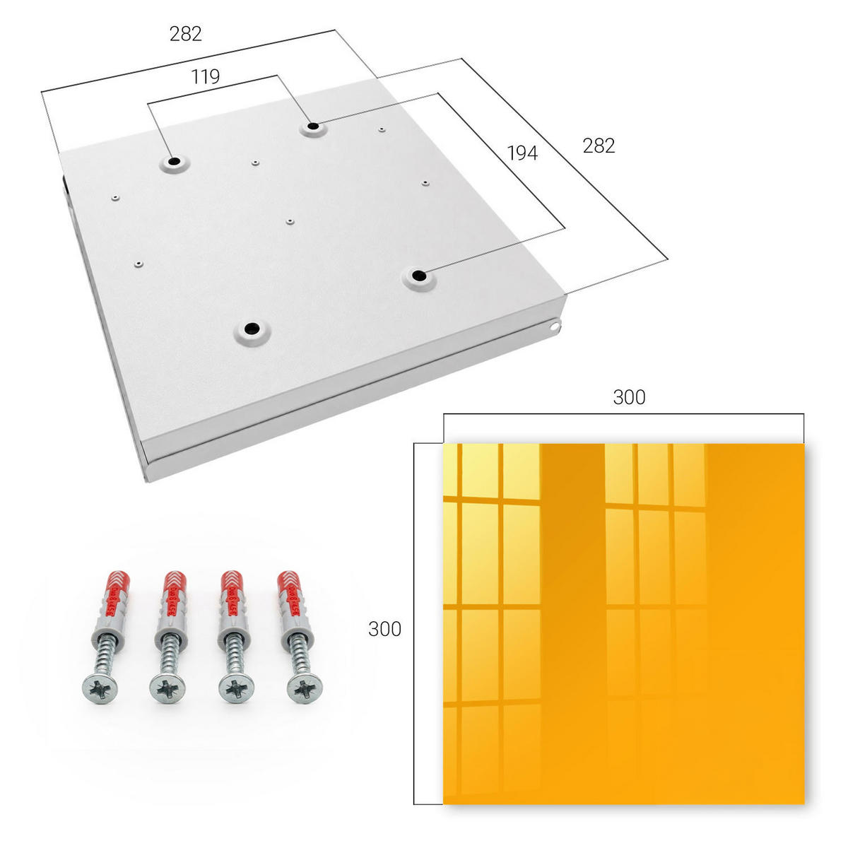 SCHLÜSSELBOX Weiß 30x30 cm – Türöffnung nach rechts - Beige - Beige, Metall (30/30/5cm) - TULUP