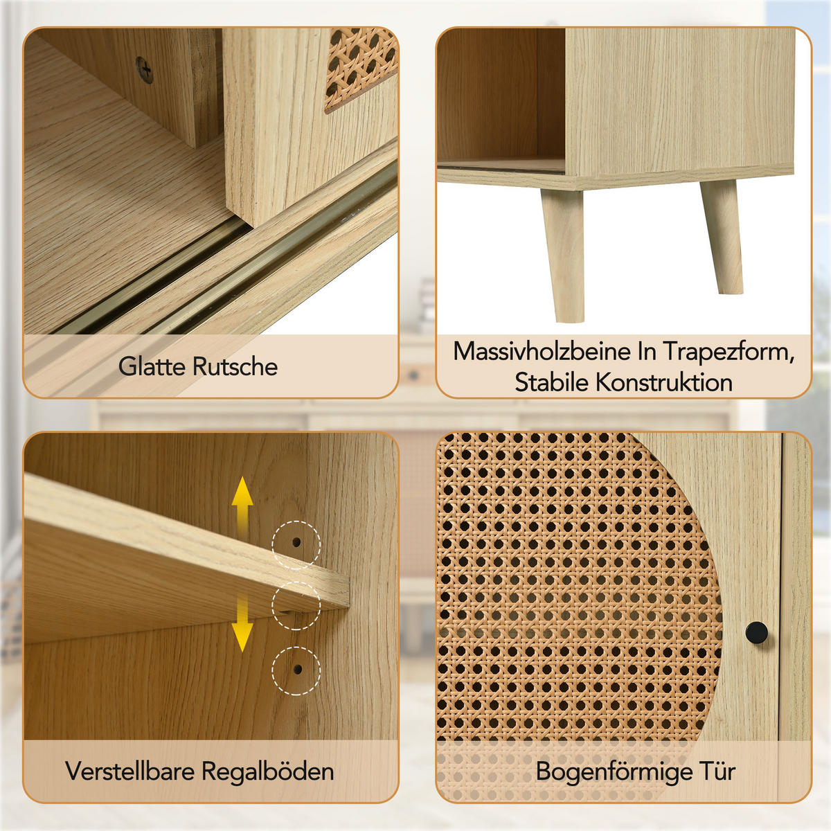 SIDEBOARD, 3 Schubladen, Schiebetüren, Holz, 140cm - Eichefarben, Holzwerkstoff (40/78/140cm) - FLIEKS