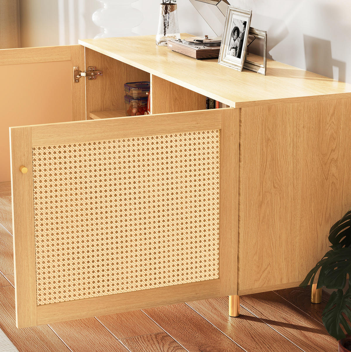 SIDEBOARD 120/40/63 cm Natur aus MDF mit Rattangeflecht - Naturfarben, Holzwerkstoff (40/63/120cm) - OKMYHOME