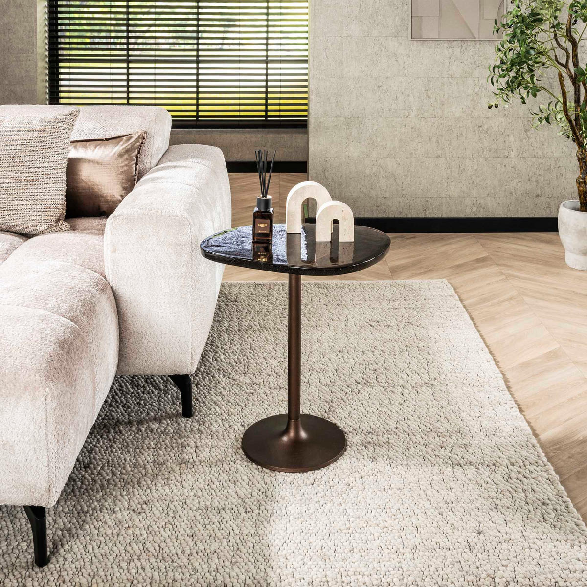 BEISTELLTISCH Eclipse Braun 42/50/55 cm - Kupferfarben, Glas (42/50/55cm) - Hoyz Collection