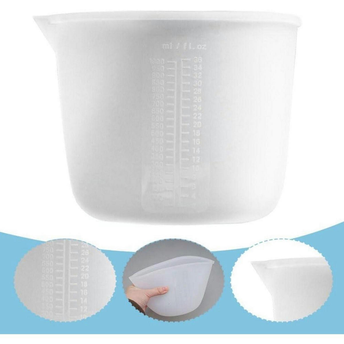 MESSBECHER Silikon 1000 ml mit Skala - Transparent, Kunststoff (1L)