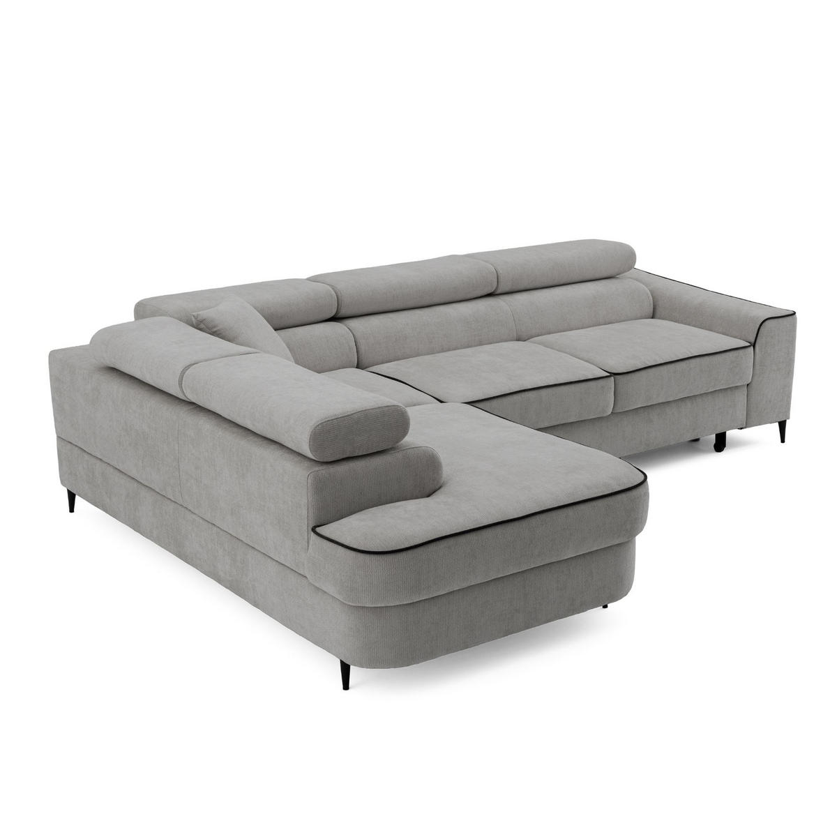 ECKSOFA EVER L Links mit Schlaffunktion 193x126 Chenille Grau - Schwarz/Grau, Holz/Textil (267/204cm) - Muffo