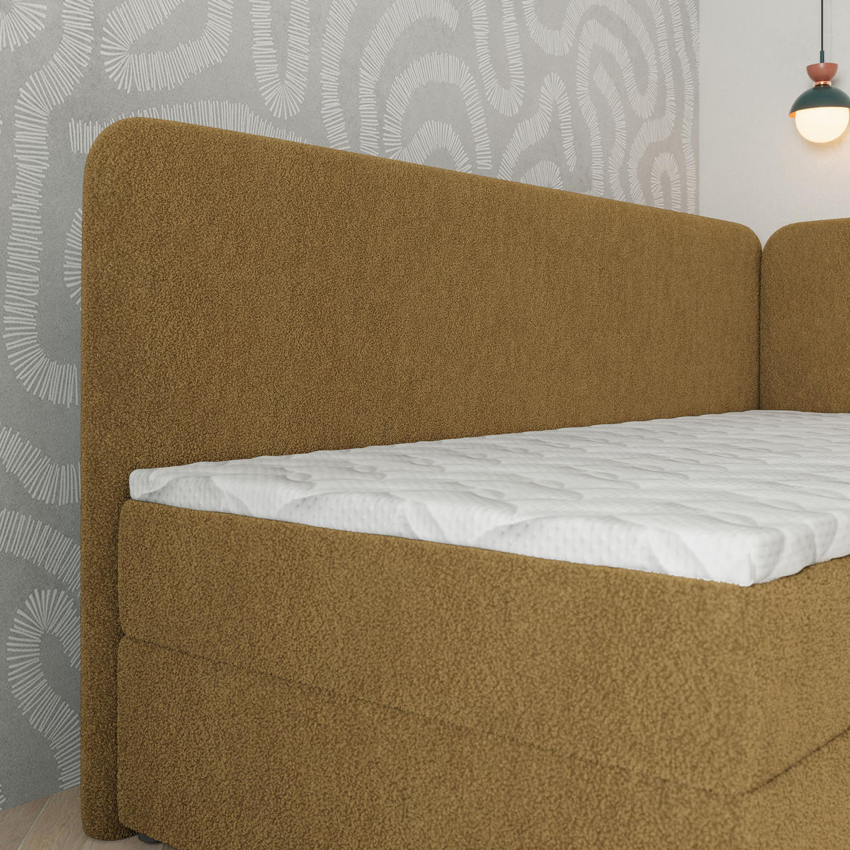 BOXBETT GINA 80x200 cm mit Matratze und Topper, H2+H3 - Orange - Orange, Holz (80/200cm) - MASSENO