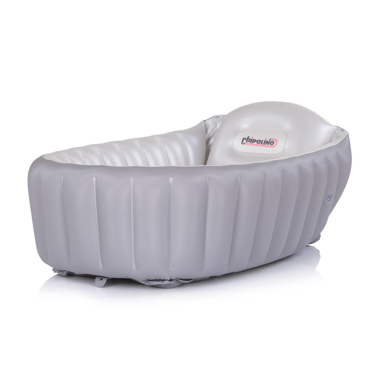 BABYBADEWANNE Baby Cloud grau aufblasbar, integrierter Sitz, inklusive Pumpe, platzsparend - Grau, Kunststoff (56/90cm) - Chipolino