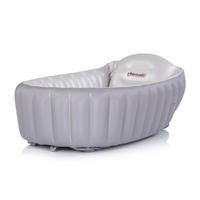 BABYBADEWANNE Baby Cloud grau aufblasbar, integrierter Sitz, inklusive Pumpe, platzsparend - Grau, Kunststoff (56/90cm) - Chipolino