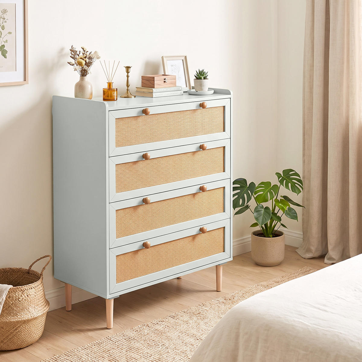 KOMMODE MDF Kiefernholz Salbeigrün - Salbeigrün/Naturfarben, Holz/Holzwerkstoff (40/109.2/80cm) - HOMCOM